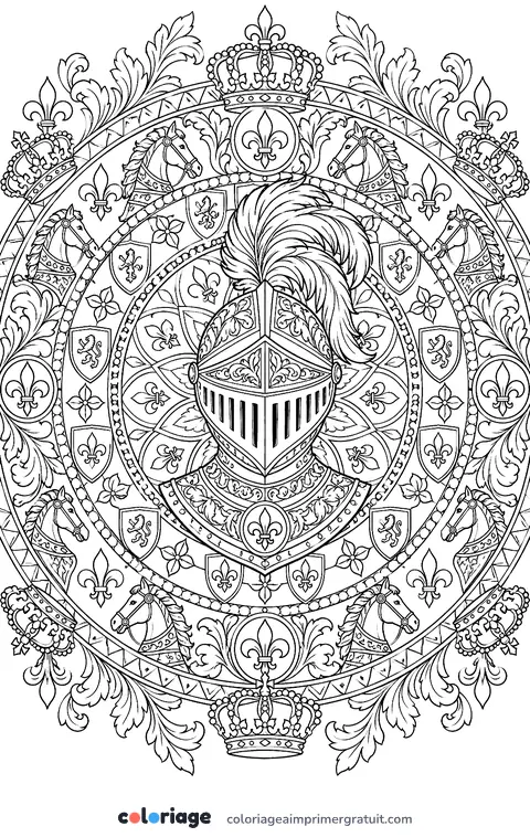 Coloriage mandala du chevalier