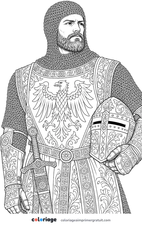 Coloriage portrait de chevalier