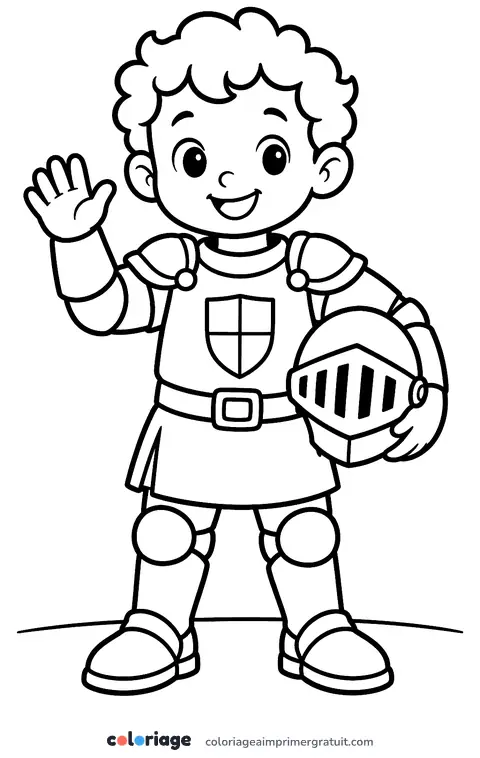 Coloriage chevalier qui fait coucou