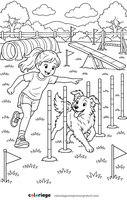 Coloriage parcours d’agility
