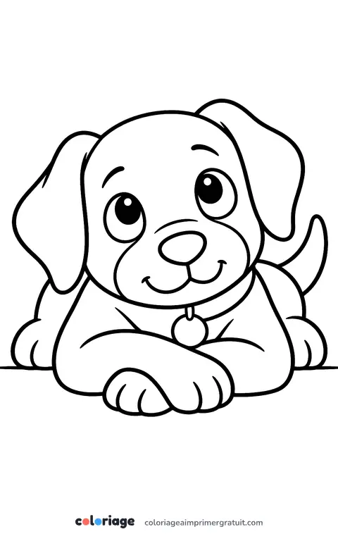 Coloriage chien couché