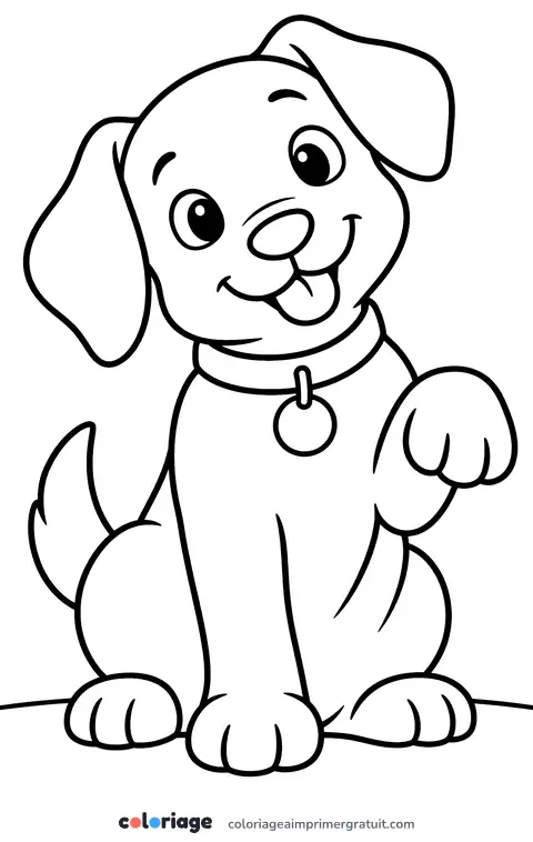 Coloriage chien qui donne la patte