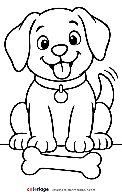 Coloriage chien et son os