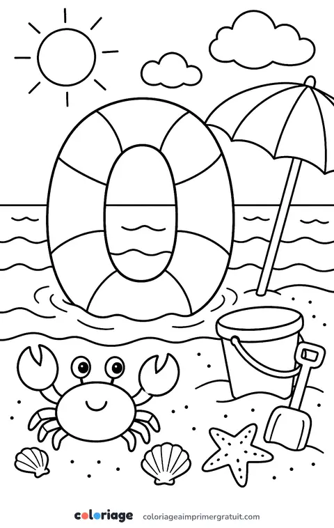 Coloriage chiffre 0 bouée