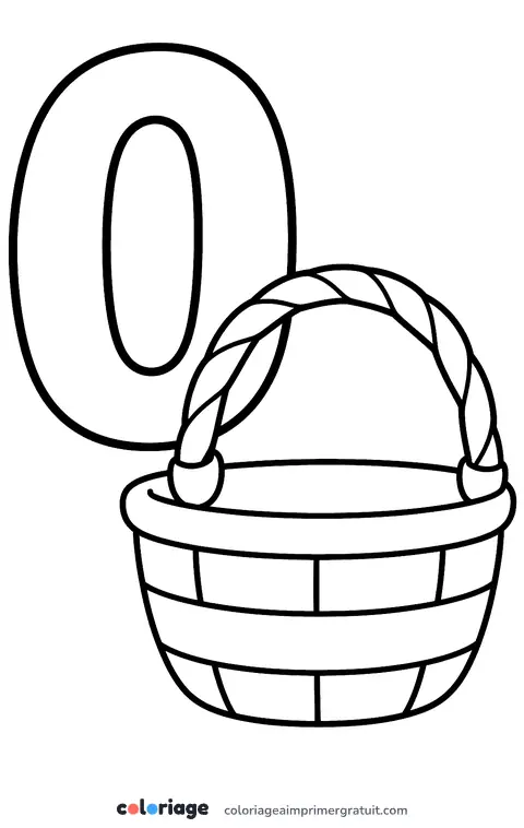 Coloriage chiffre 0 et le panier vide