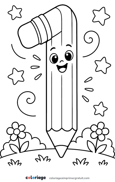 Coloriage chiffre 1 crayon