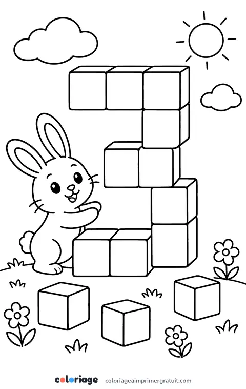 Coloriage chiffre 3 en cubes