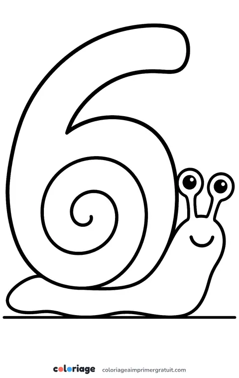 Coloriage chiffre 6 escargot