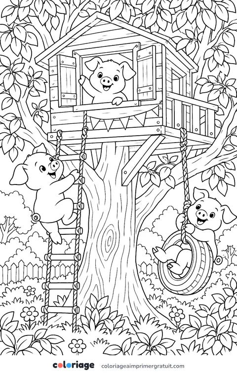 Coloriage cabane dans l’arbre