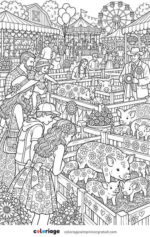 Coloriage foire aux cochons