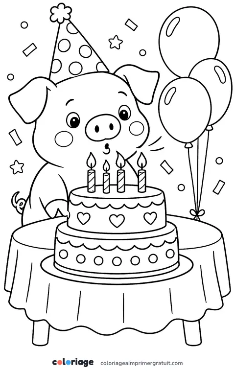 Coloriage gâteau d’anniversaire
