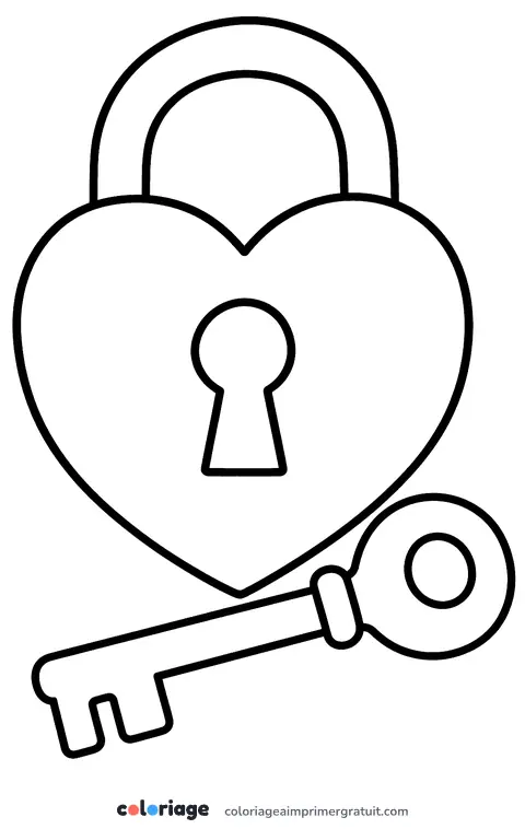 Coloriage cadenas en cœur