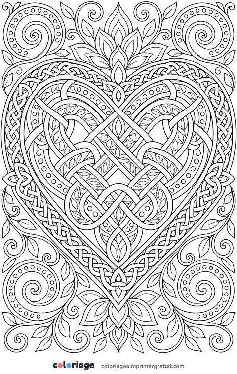 Coloriage cœur celtique