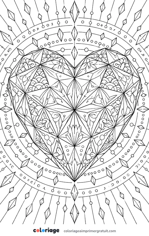Coloriage cœur géométrique