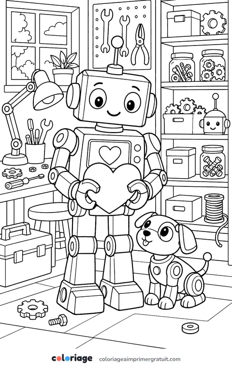 Coloriage robot amoureux