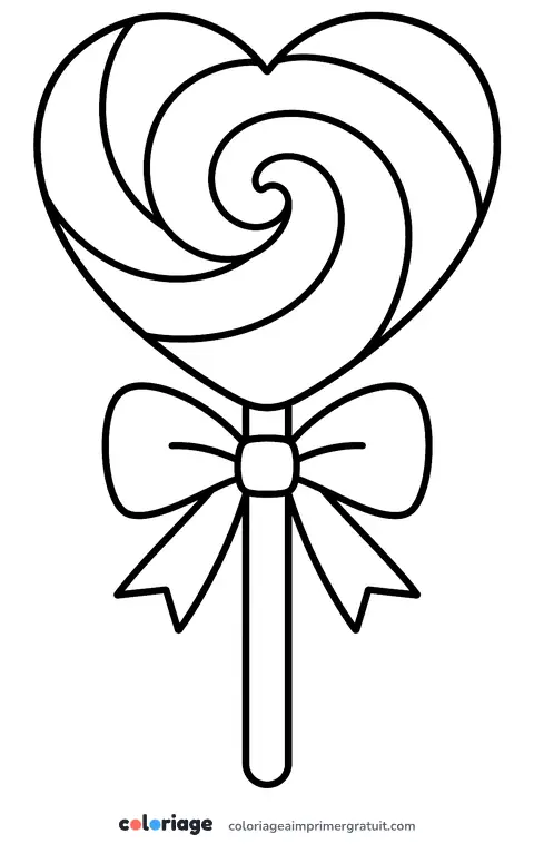 Coloriage sucette cœur