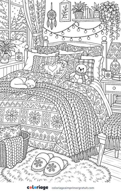Coloriage chambre d’hiver