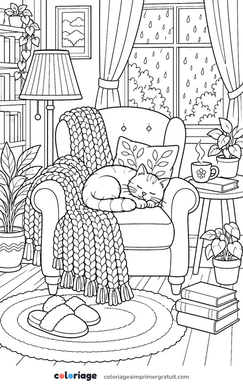 Coloriage fauteuil de lecture