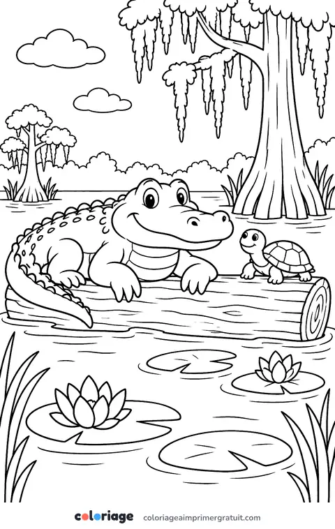 Coloriage alligator du bayou