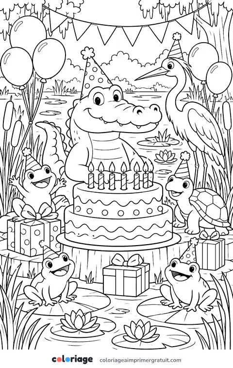 Coloriage anniversaire au marais