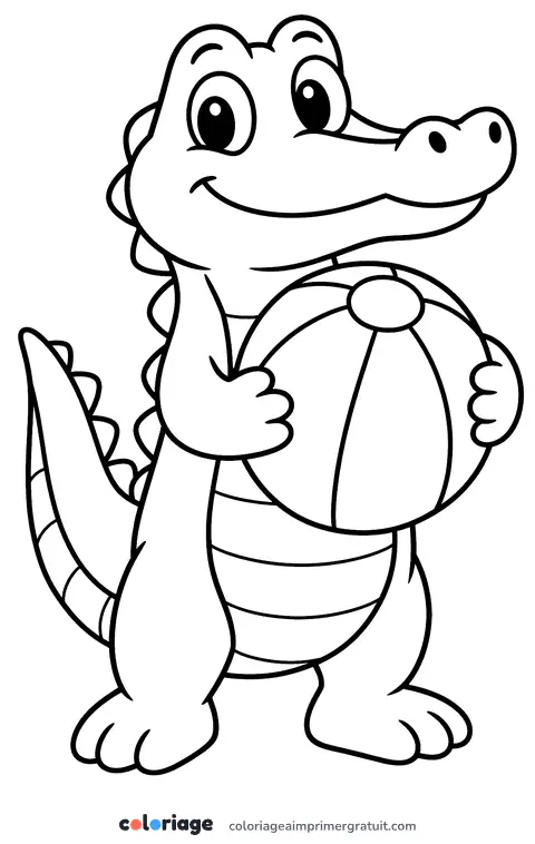 Coloriage crocodile au ballon