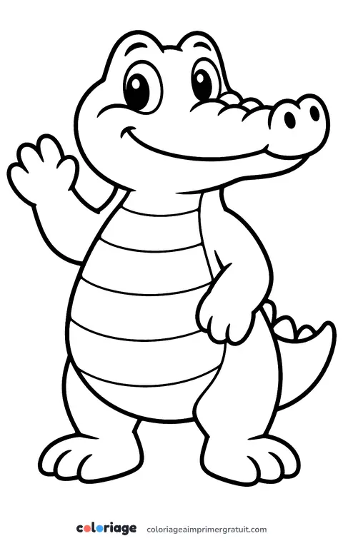 Coloriage crocodile qui fait coucou