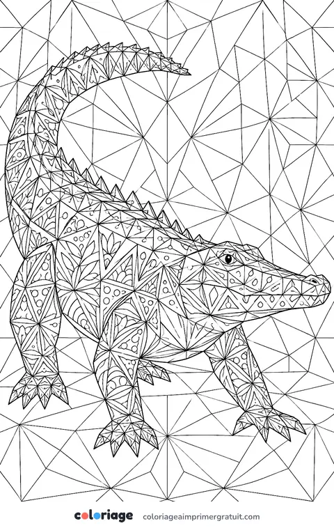 Coloriage crocodile géométrique