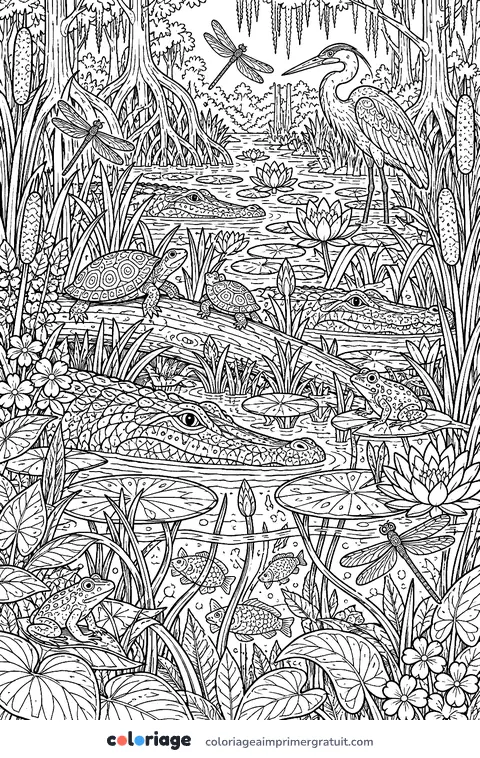 Coloriage marais à fouiller