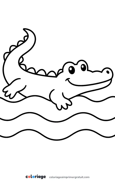 Coloriage crocodile qui nage