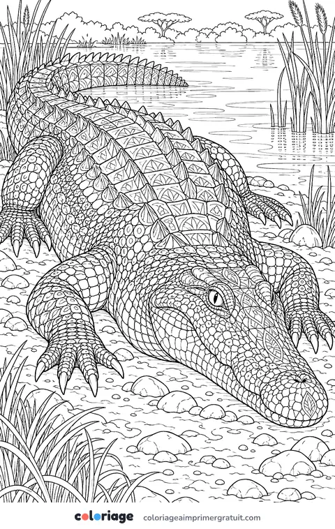 Coloriage crocodile du Nil réaliste