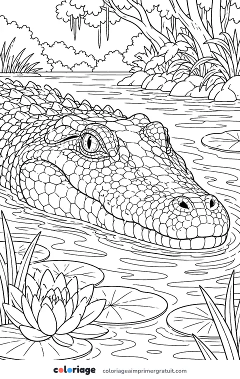 Coloriage portrait de crocodile