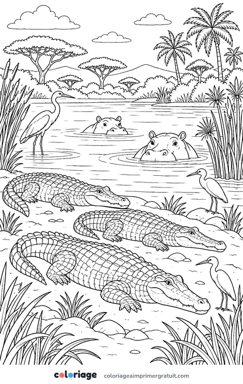 Coloriage rivière africaine
