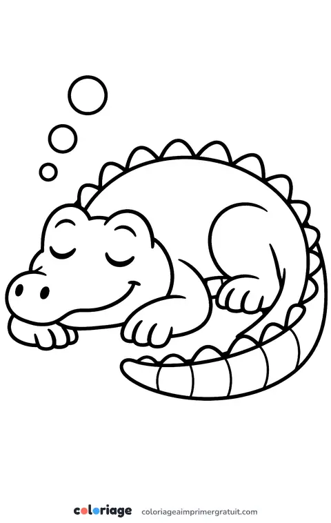 Coloriage crocodile qui fait la sieste