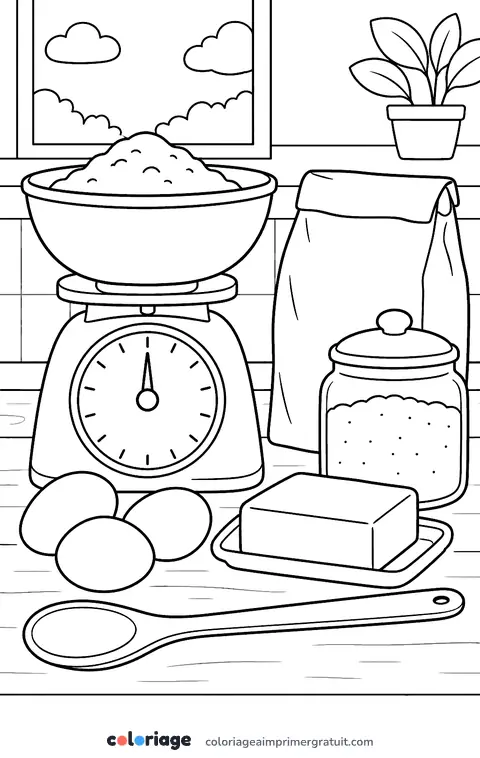 Coloriage pesée des ingrédients
