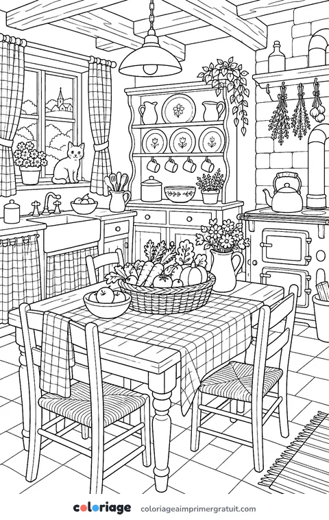 Coloriage cuisine de campagne
