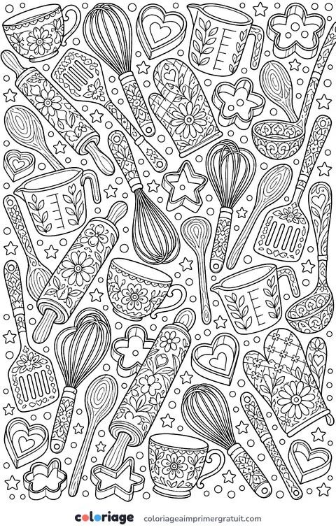 Coloriage motif d’ustensiles