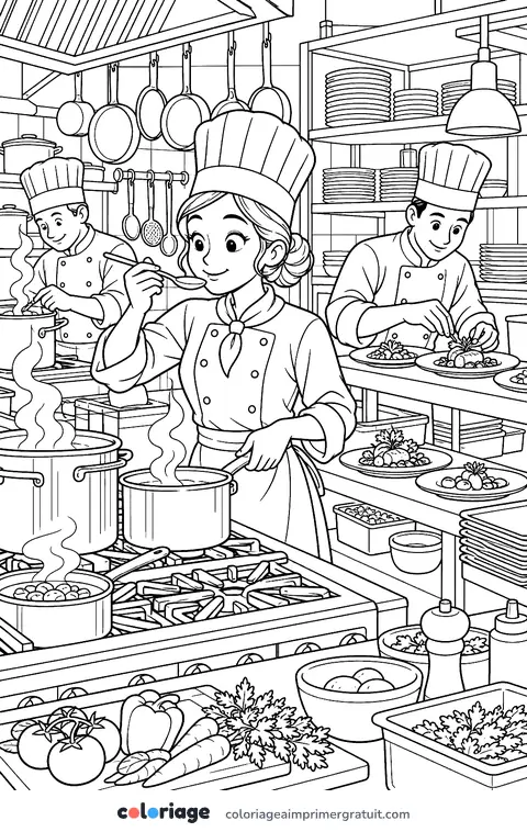 Coloriage cuisine de restaurant