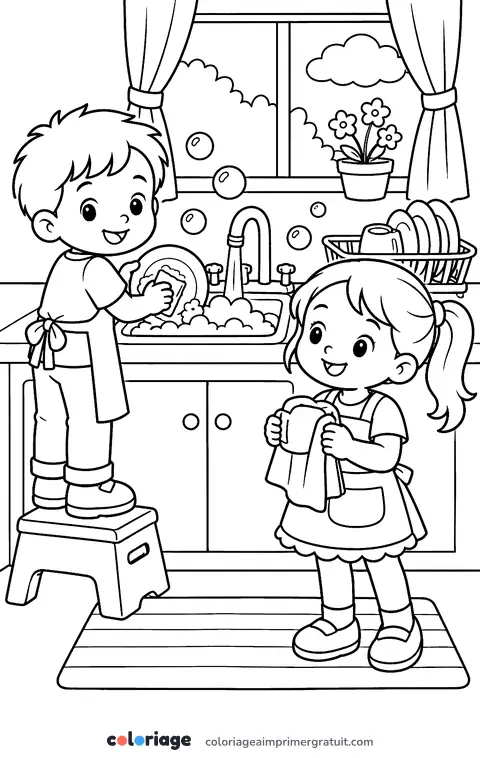 Coloriage vaisselle à deux