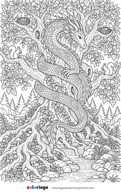 Coloriage dragon de l’arbre ancien