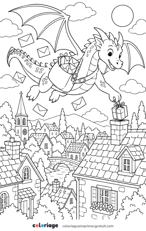 Coloriage dragon facteur