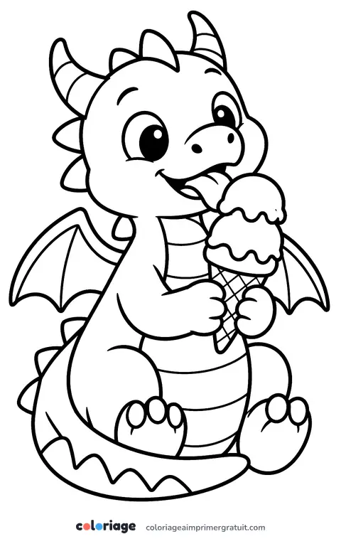 Coloriage dragon et sa glace