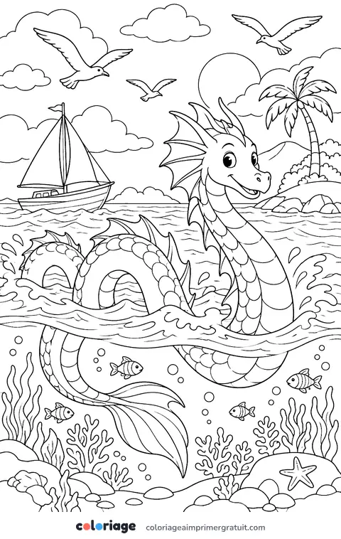 Coloriage serpent de mer gentil
