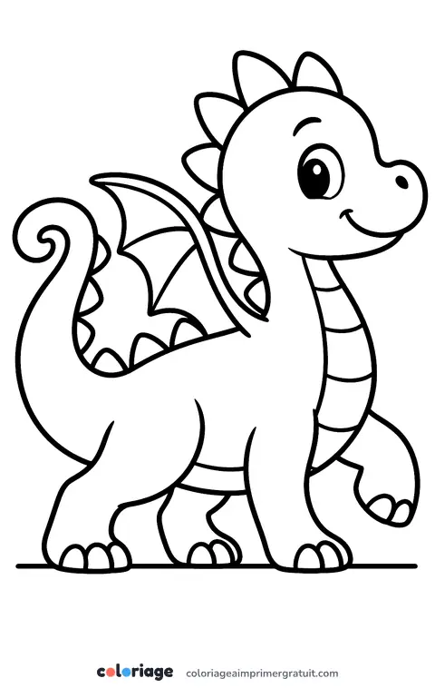 Coloriage dragon qui se promène