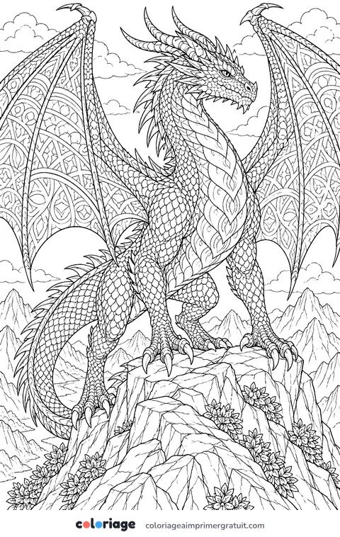 Coloriage dragon réaliste