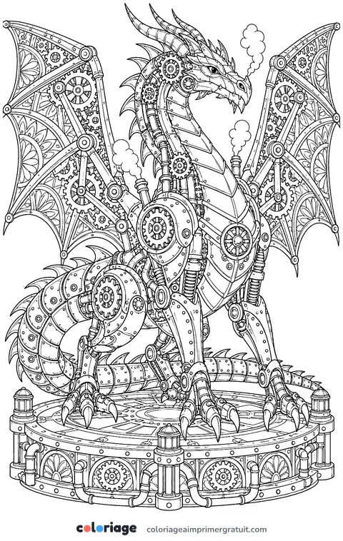 Coloriage dragon mécanique