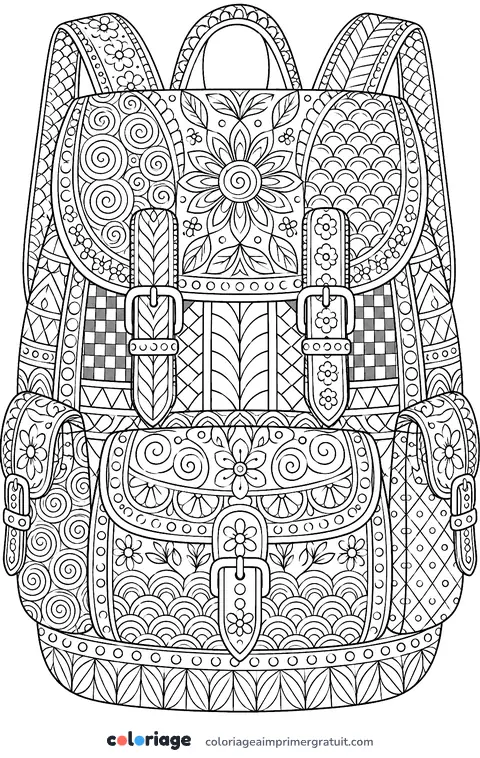 Coloriage cartable zentangle