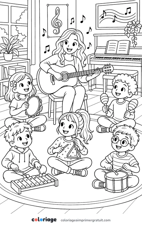 Coloriage cours de musique