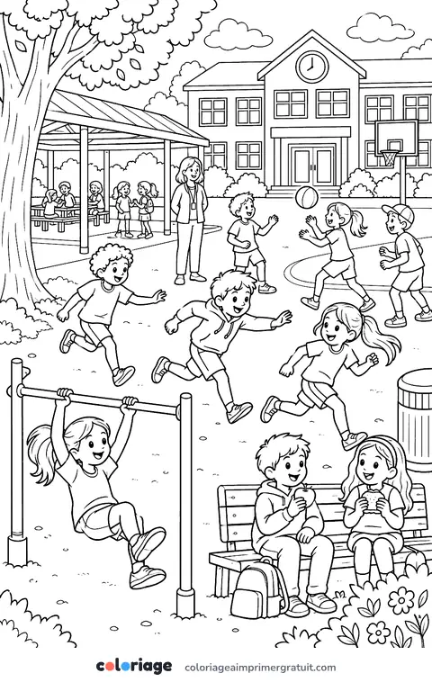 Coloriage la récréation