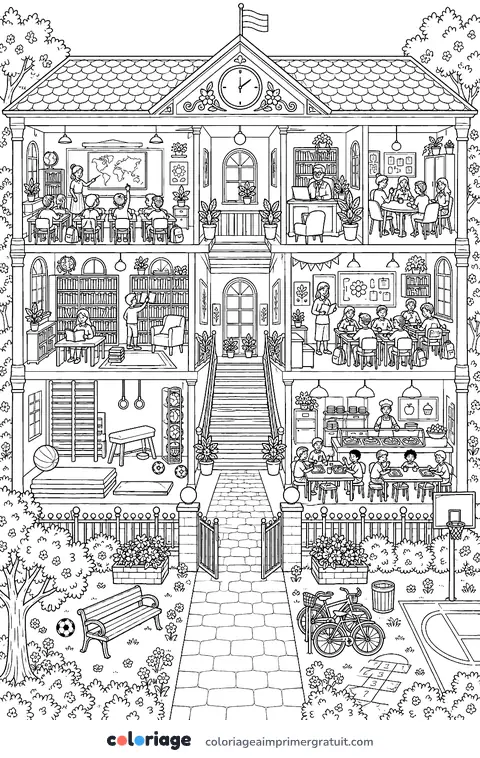 Coloriage l’école en coupe