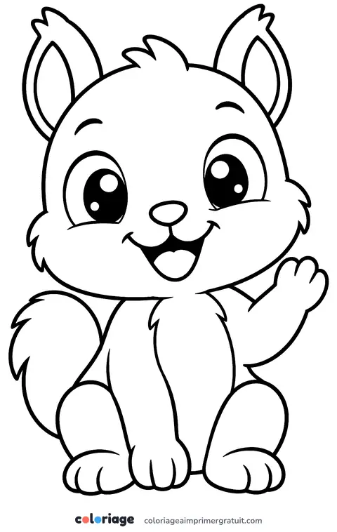 Coloriage bébé écureuil qui fait coucou